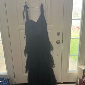 City Studio Black Lace Dress with Sequined Trim